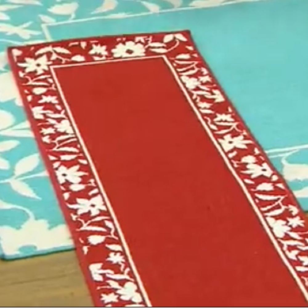 Veranda Living Blooming Garden Border Red Runner Rug